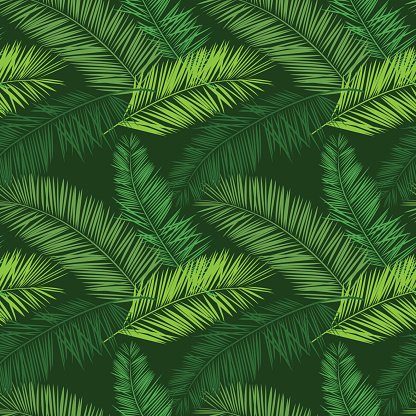 416x416 Green Palm Vector Seamless Hawaiian Shirt Pattern With Palm L