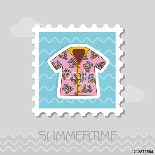 500x500 Hawaiian Shirt Palm Tree Stamp. Summer. Vacation Stock Image And