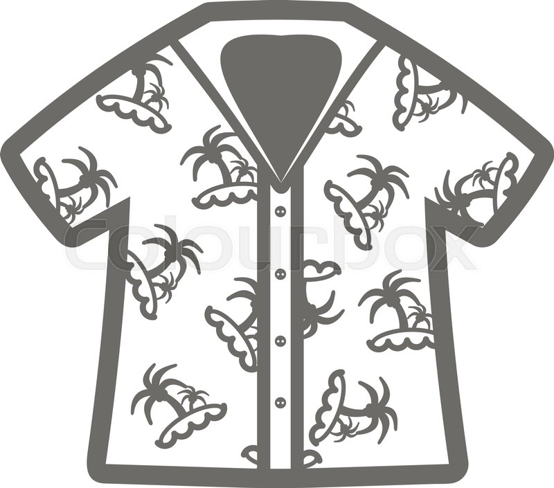 800x705 Hawaiian Shirt With Palm Tree Outline Vector Icon. Beach. Summer