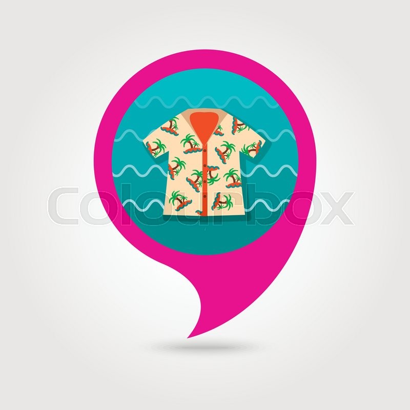 800x800 Hawaiian Shirt With Palm Tree Vector Pin Map Icon. Beach Map