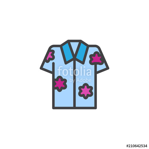 500x500 Hawaiian Shirt Filled Outline Icon, Line Vector Sign, Linear