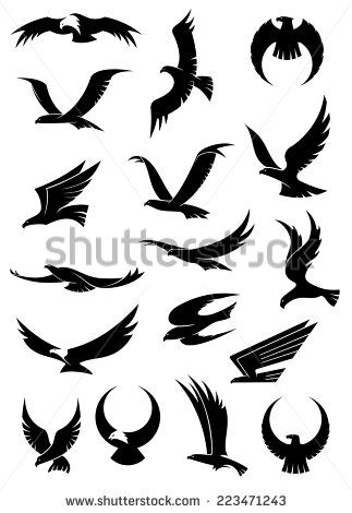 323x470 Flying Eagle, Falcon And Hawk Vector Logo Icons Showing Different