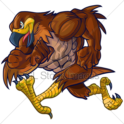 500x500 Vector Cartoon Hawk Mascot Running Sideview Gl Stock Images