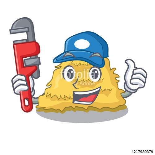 500x500 Plumber Hay Bale Mascot Cartoon Stock Image And Royalty Free