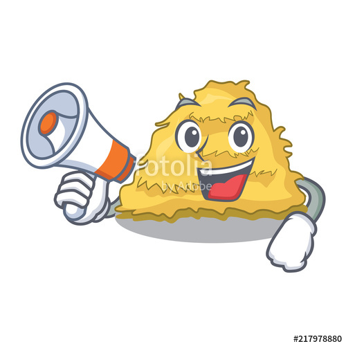500x500 With Megaphone Hay Bale Character Cartoon Stock Image And Royalty