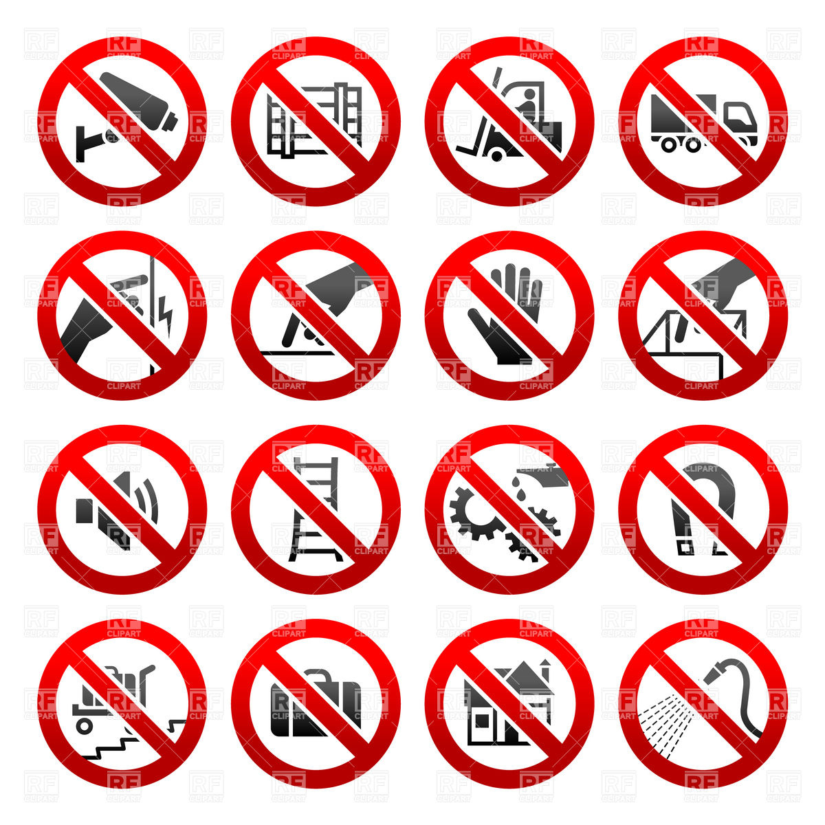 1200x1200 Restrictive Signs Of Industrial Hazard Symbols Vector Image
