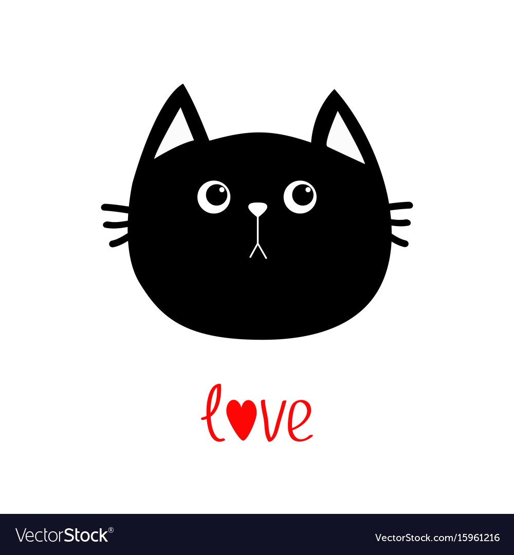 1000x1080 Black Cat Head Icon Cute Funny Cartoon Character Vector 15961216