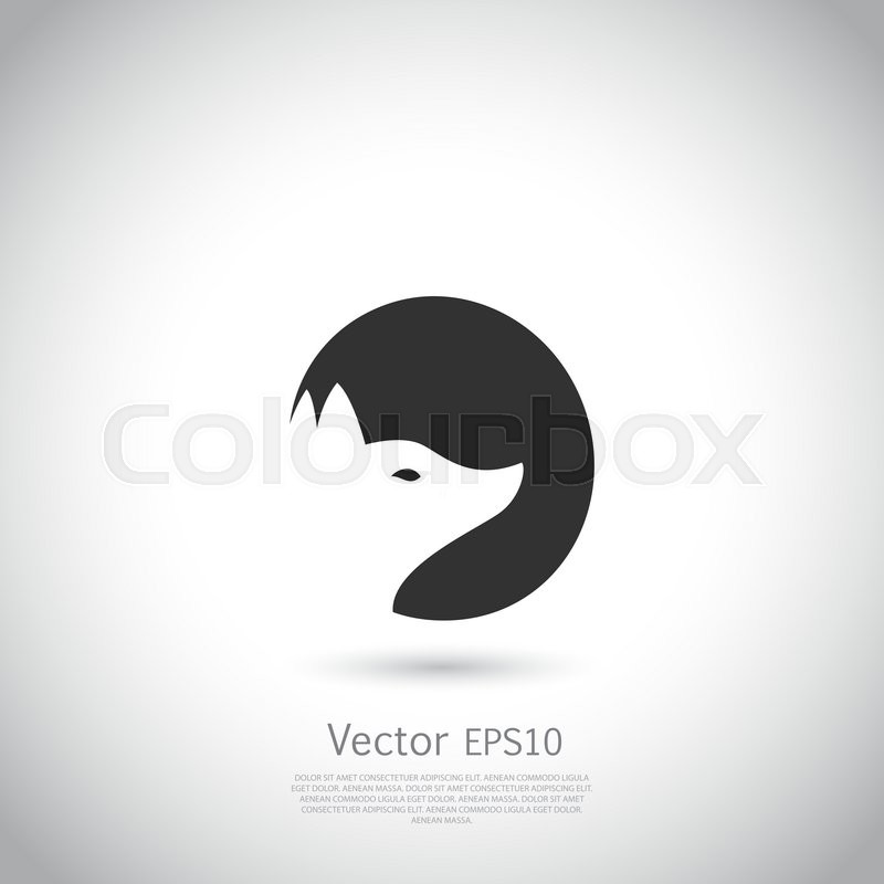 800x800 Stylized Fox Head. Vector Silhouette With Gray Background. Stock