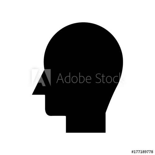 500x500 Man Head Icon, Vector Illustration, Black Sign On Isolated