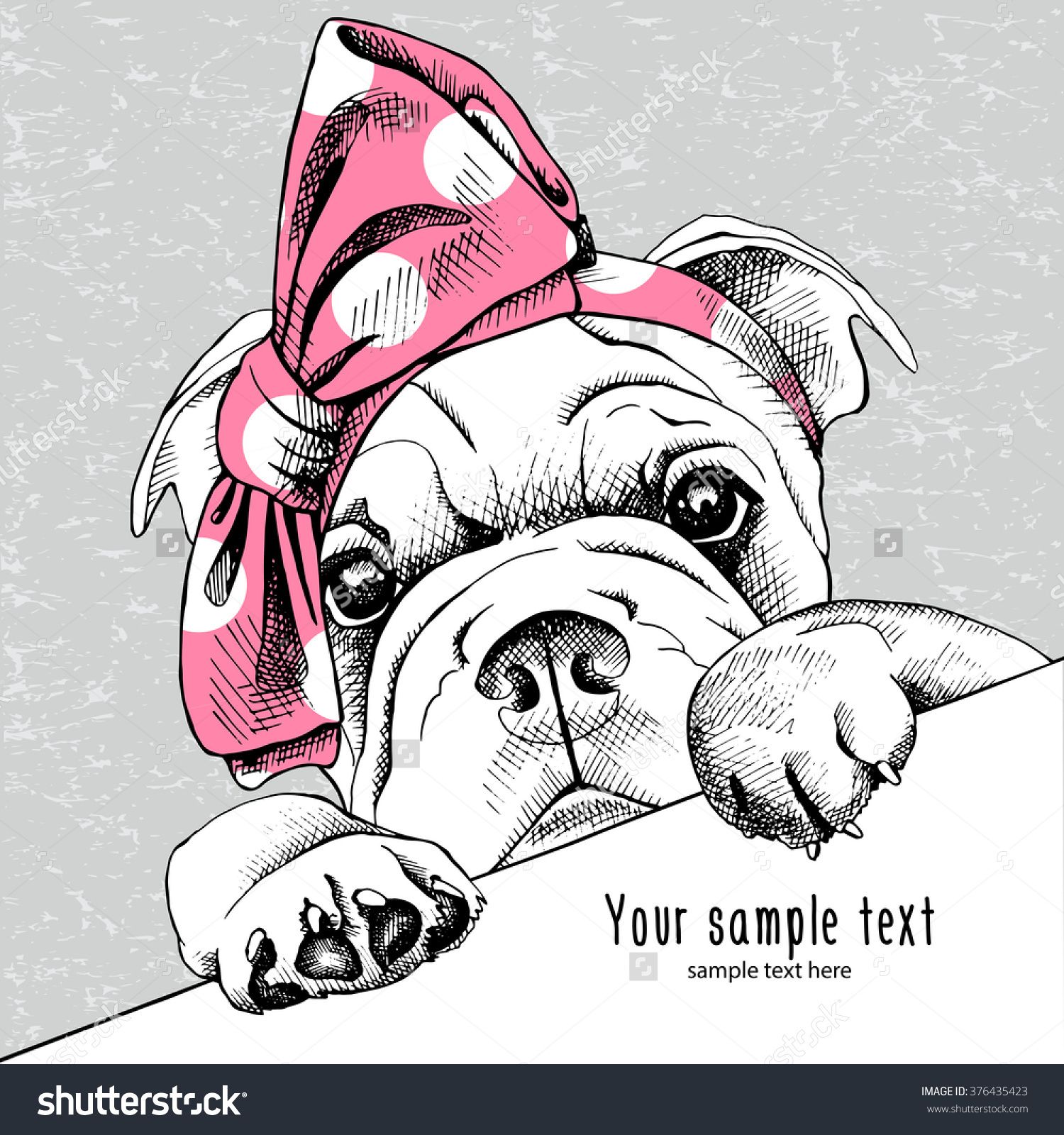 1500x1600 The Image Portrait Of A Dog Shar Pei In The Headband. Vector