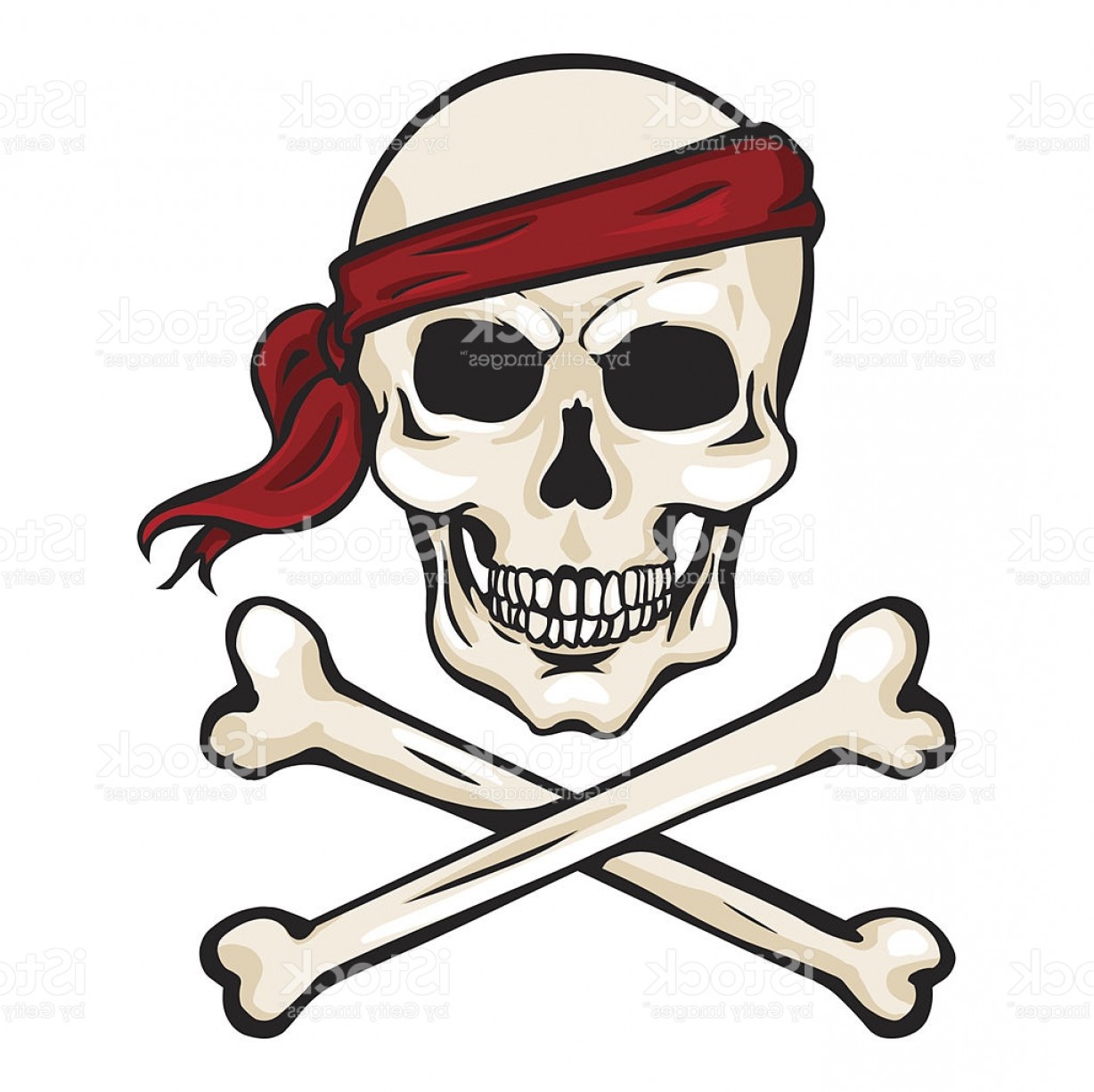 1228x1226 Vector Cartoon Pirate Skull In Red Headband With Cross Bones Gm