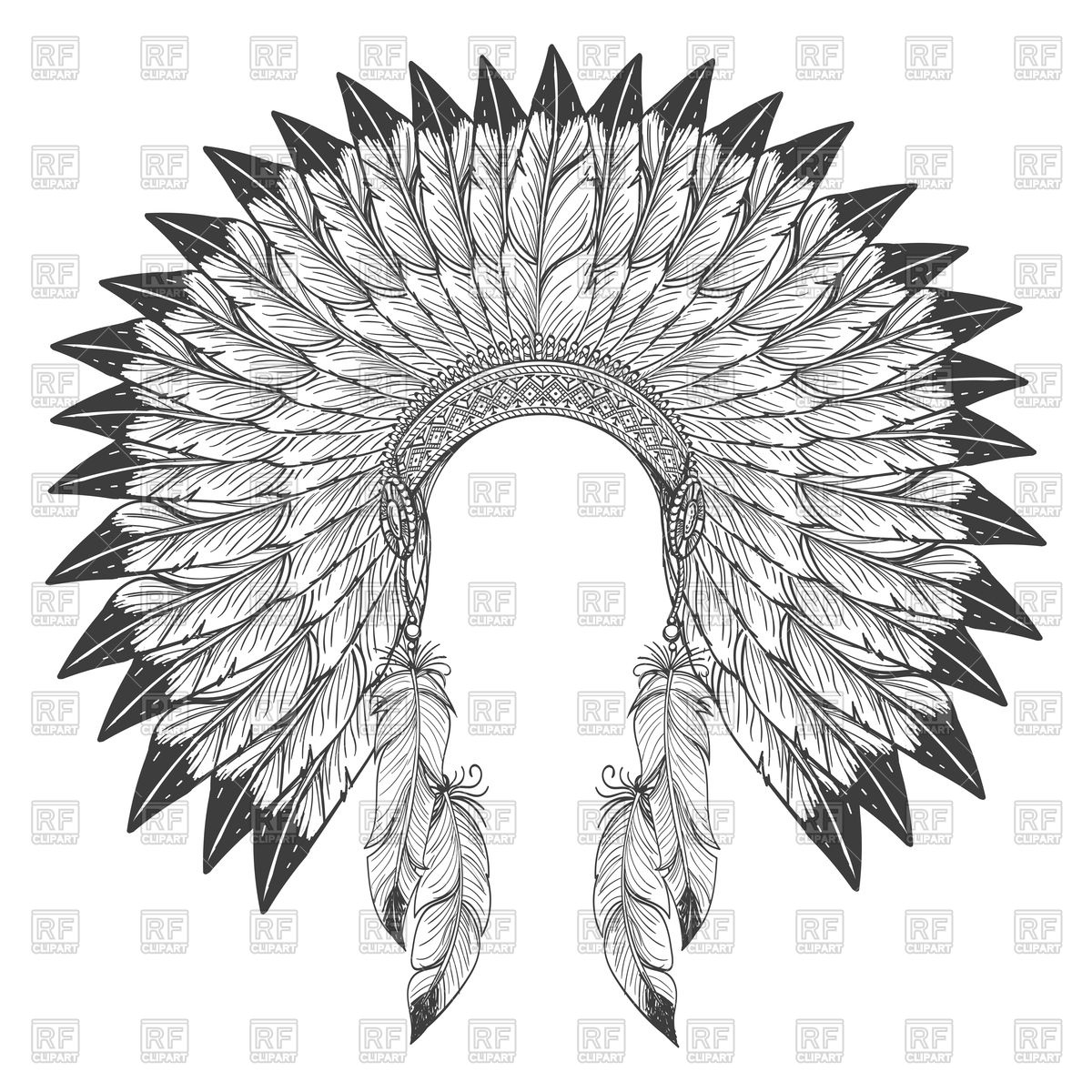 1200x1200 Native American Indian Headdress With Feathers Vector Image