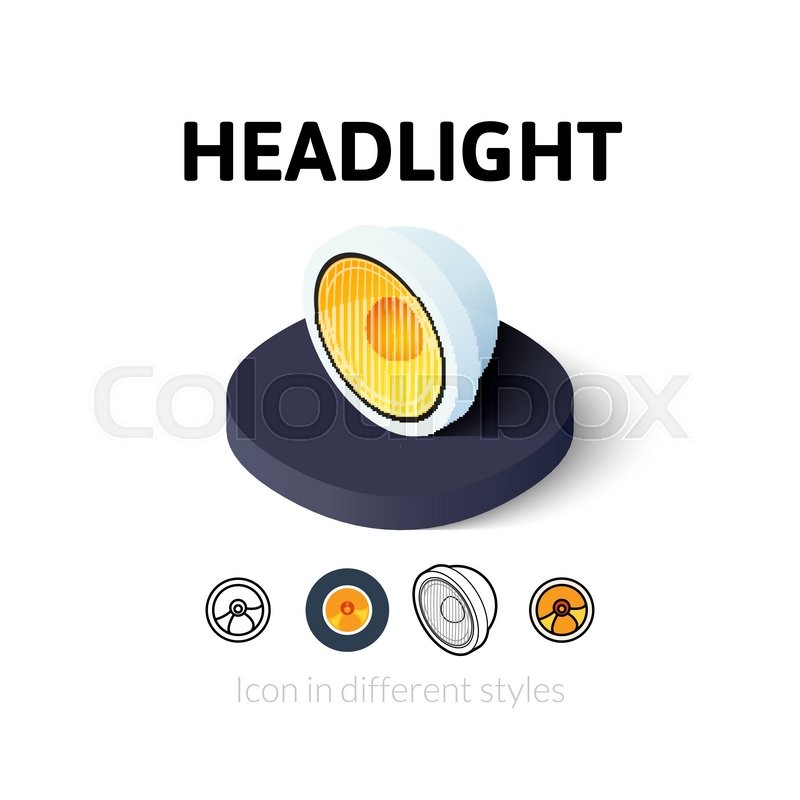 800x800 Headlight Icon, Vector Symbol In Flat, Outline And Isometric Style