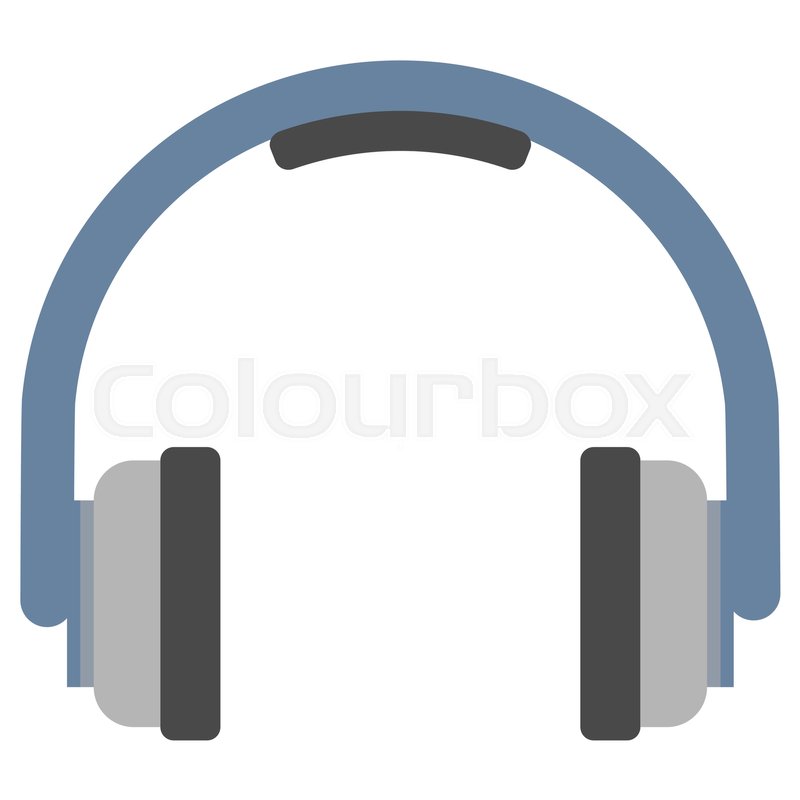 800x800 Portable Stereo Headphones Vector Illustration. Flat Style Design
