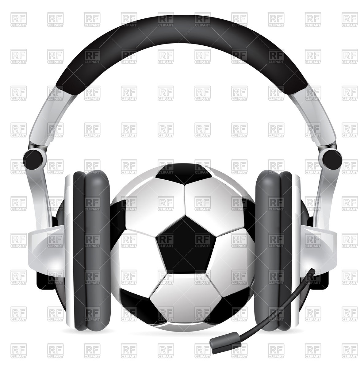 1187x1200 Soccer Ball With Headphones Vector Image Vector Artwork Of Sport