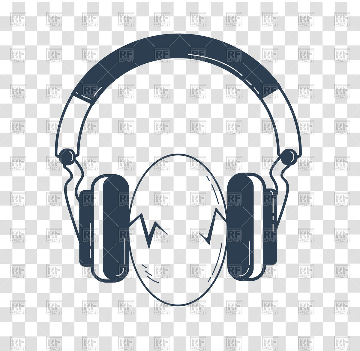 1200x1170 Concept Of Destruction Of Hearing, Egg Between Headphones Vector