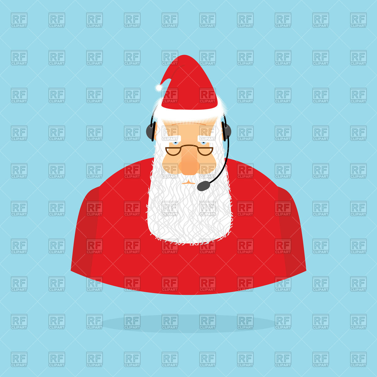 1200x1200 Christmas Call Center, Santa Claus With Headset Vector Image