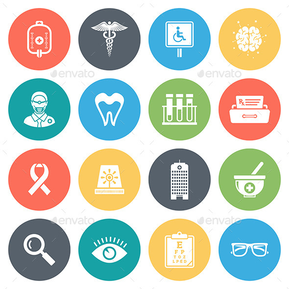 590x590 Healthcare, Medicine Round Vector Icons By Denkcreative Graphicriver