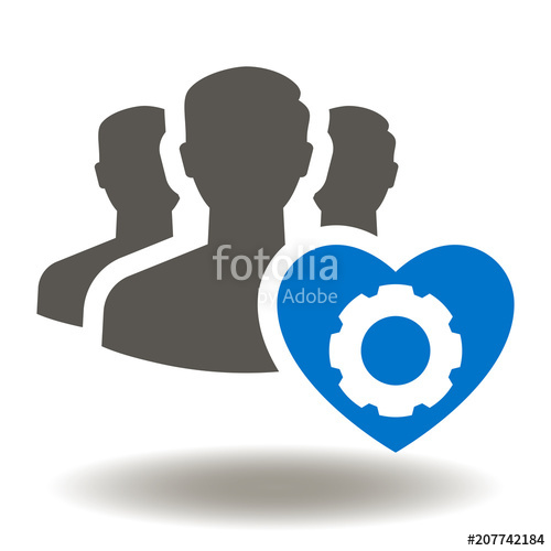 500x500 People Heart Gear Icon Vector. Work Safety Illustration