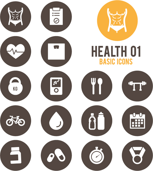 500x557 Round Health Icons Vector Set 01 Free Download