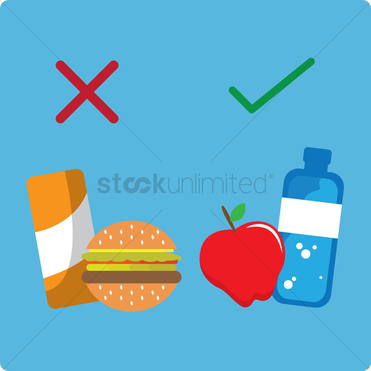1300x1300 Choosing Healthy Food Over Junk Food Vector Image