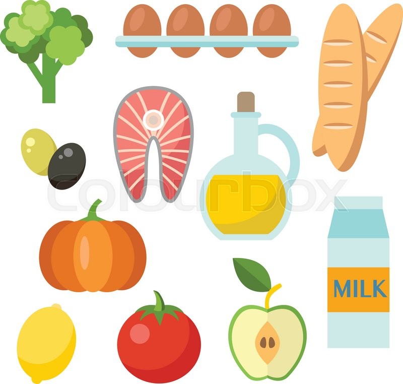800x762 Vector Healthy Food Icons Set In Flat Style. Organic Products