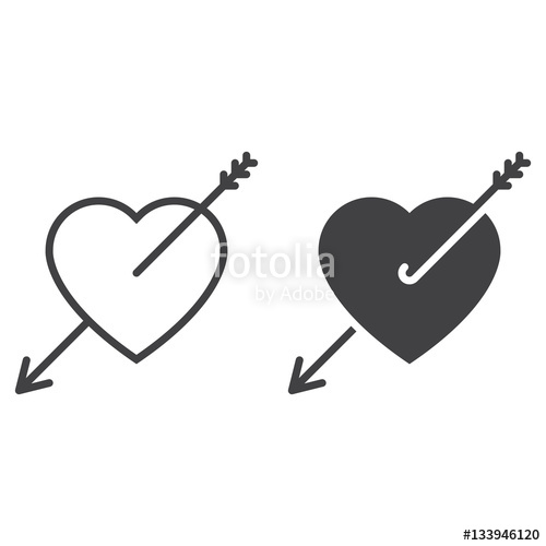 500x500 Love, Heart With Arrow Line Icon, Outline And Filled Vector Sign