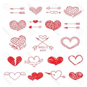 300x300 Photostock Vector Love Red Heart And Arrow Vector Sketch Set Love