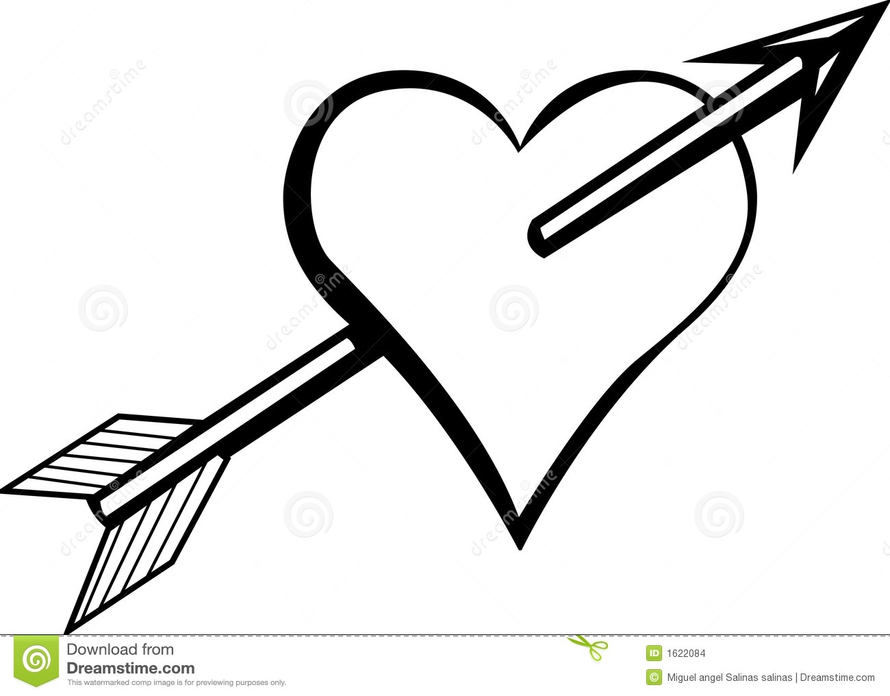 1300x1016 Black And White Heart Arrow Clipart