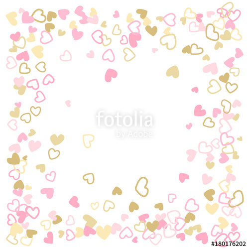 500x500 Doodle Heart Border Vector Pattern. Background Frame Illustration