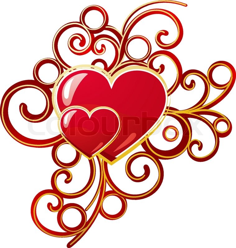 759x800 Red Valentine Heart In Floral Style For Design Stock Vector