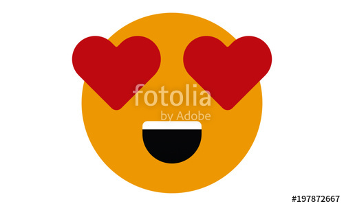 500x300 Face With Heart Eyes Emoji Vector Illustration. Stock Image And