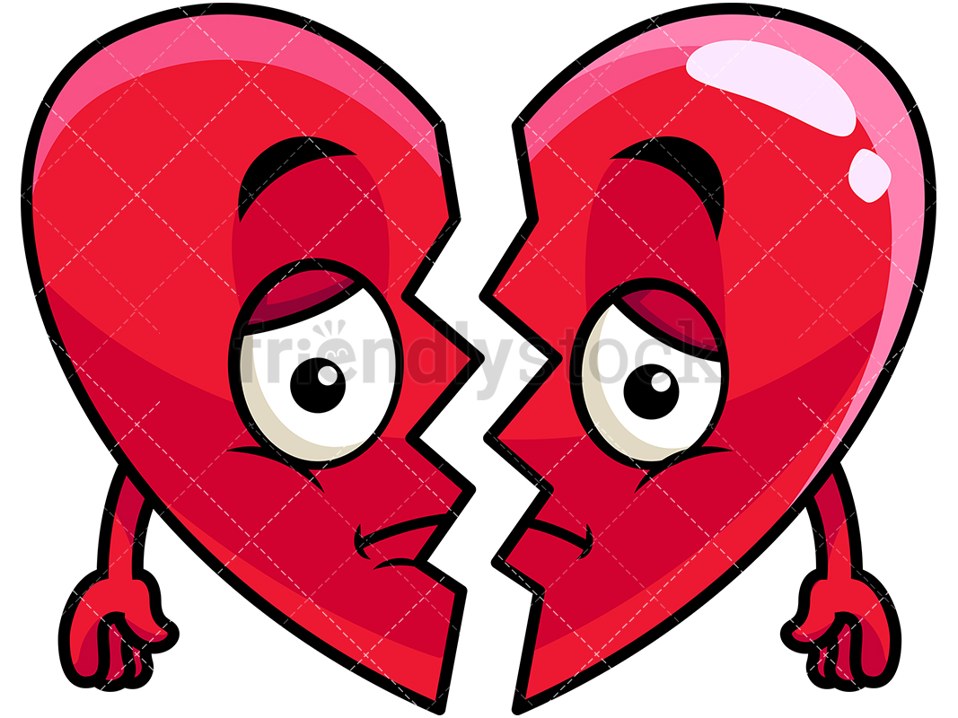 1067x800 Broken Heart Emoji Cartoon Vector Clipart