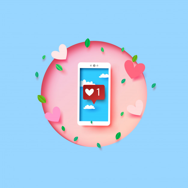 626x626 Smartphone With Love And Heart Emoji Message On Screen. Vector