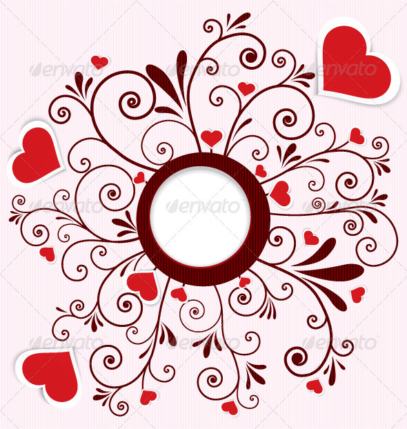 590x622 Heart Stickers Swirl Frame Vector By Zebra Finch Graphicriver