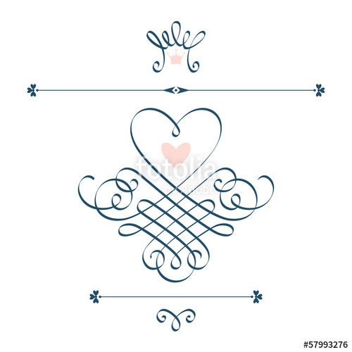 500x500 Calligraphic Heart, Crown, Flourish Stock Image And Royalty Free