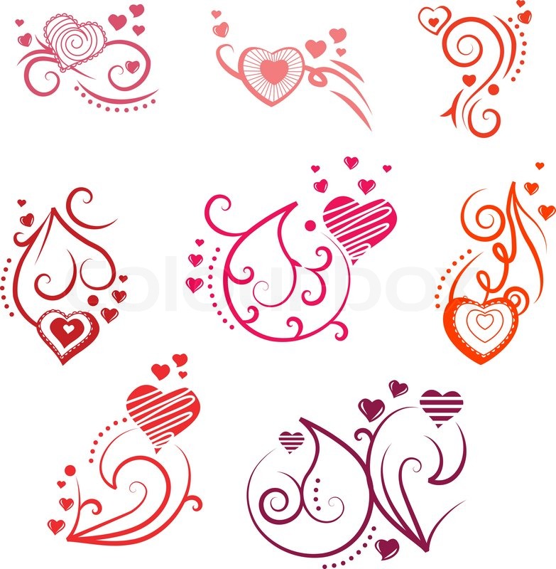 783x800 Ornate Design Elements With Different Hearts And Flourishes