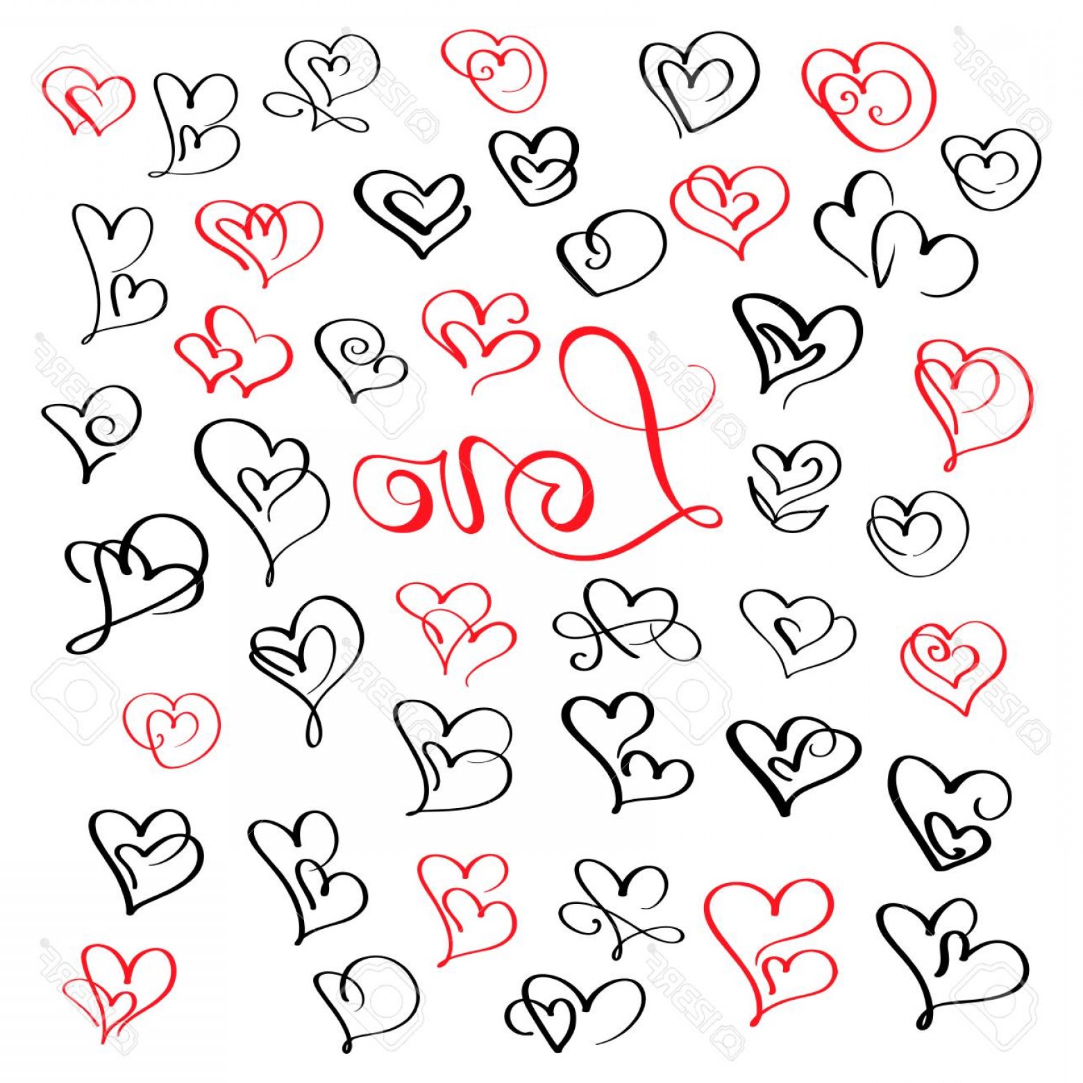 1560x1560 Photostock Vector Set Of Flourish Calligraphy Vintage Hearts With