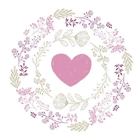570x570 Floral Wreath With Heart. Svg Flourish Vector. Hand Drawn Etsy