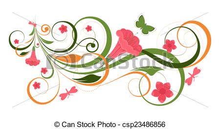 450x264 Flourish Heart Banner Vector. Abstract Decorative Colorful