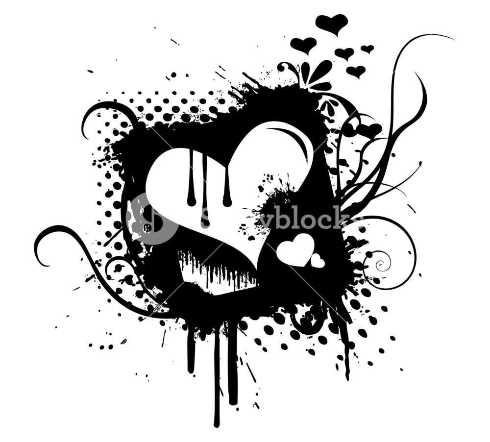 1000x902 Grunge Retro Flourish Heart Graphic Vector Royalty Free Stock