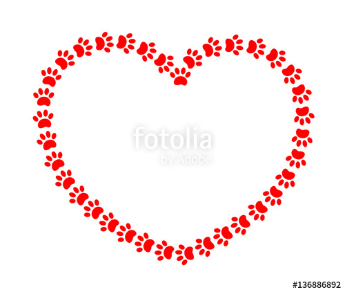 500x422 Heart Frame With Red Paws Animals Stock Image And Royalty Free