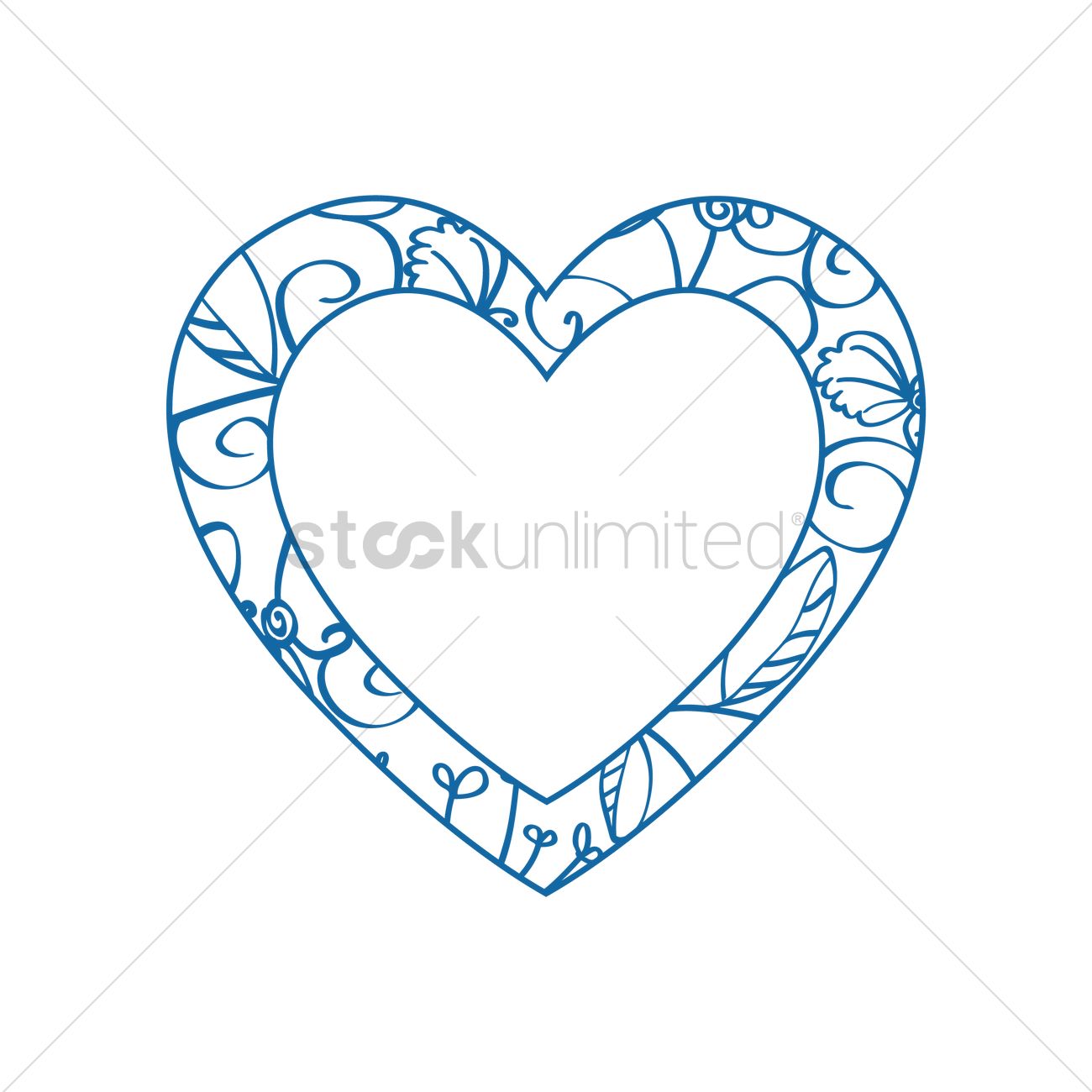 1300x1300 Blue Heart Frame Vector Image