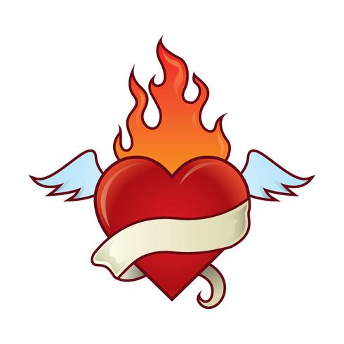 490x490 Flaming Heart Illustration