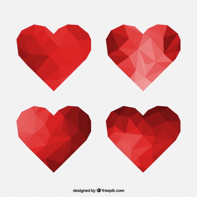 626x626 Polygonal Hearts Vector Free Download