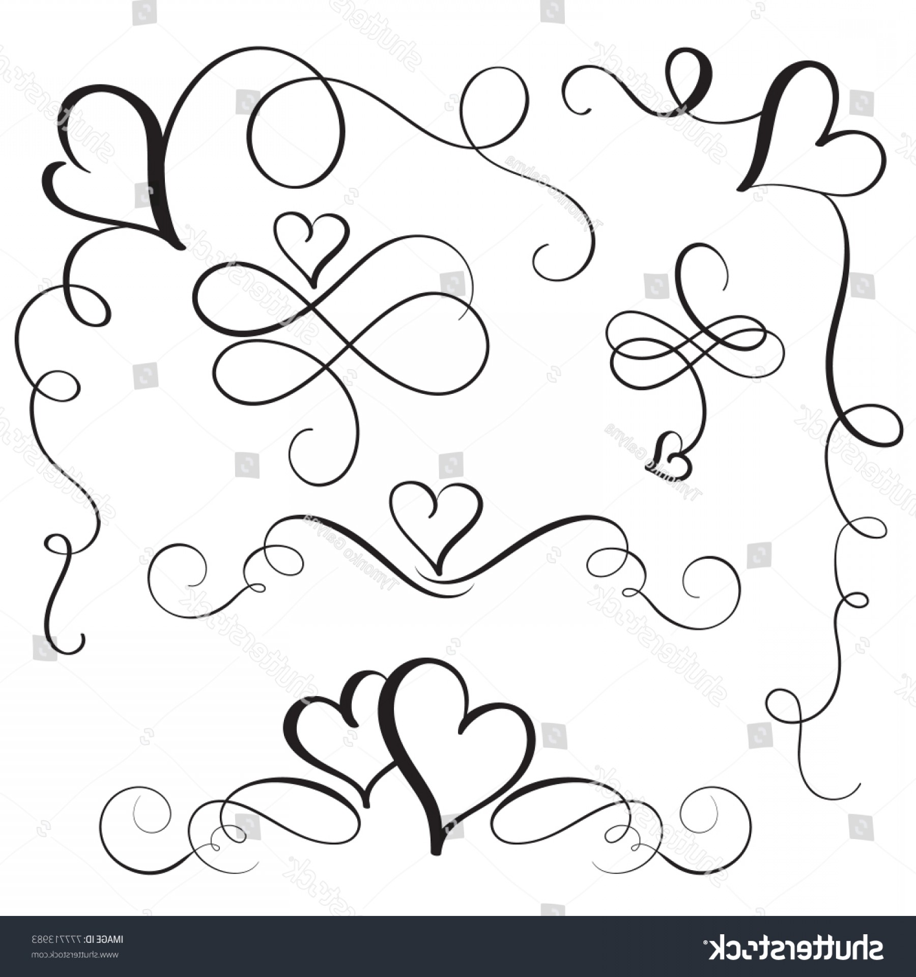 1800x1920 Set Flourish Calligraphy Vintage Hearts Illustration Geekchicpro