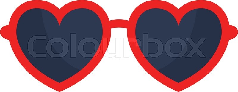 800x309 Vector Heart Glasses Isolated On White. Heart Glasses. Hipster