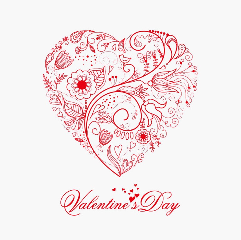 770x768 Beautiful Greeting Floral Heart Vector Illustration Free Vector