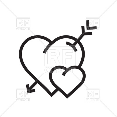 400x400 Cartoon Hearts With Arrow Icon Outline Vector Image Vector