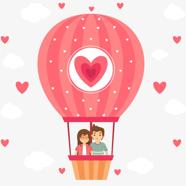 650x651 Couple Vector Illustration Hot Air Balloon On, Heart, Hot Air